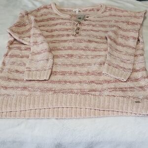 Maurices Blush and Cream Striped Sweater